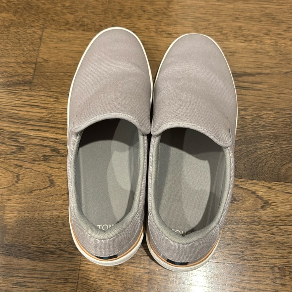 Men’s 11 Toms TRVL LITE 2.0 drizzle grey canvas slip on boat shoe EUC